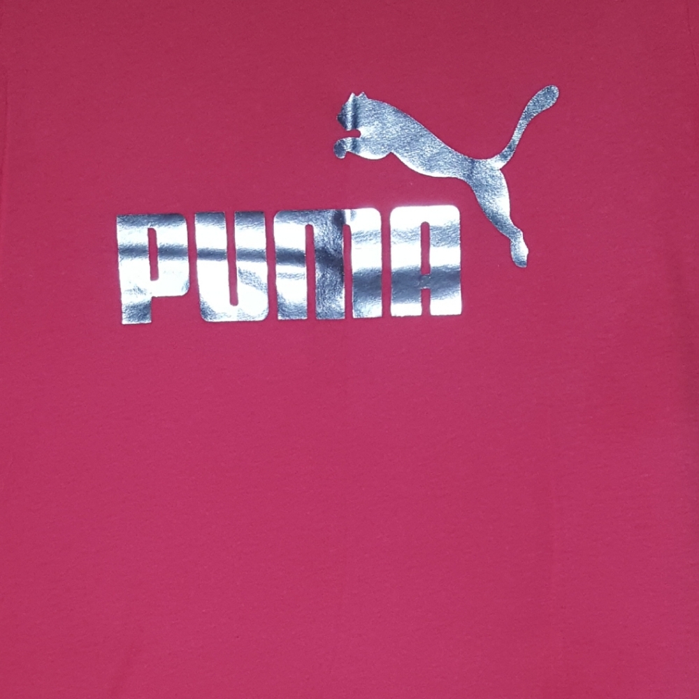 PUMA Shirt Women's Size Medium Orange with Silver Logo - Picture 3 of 3